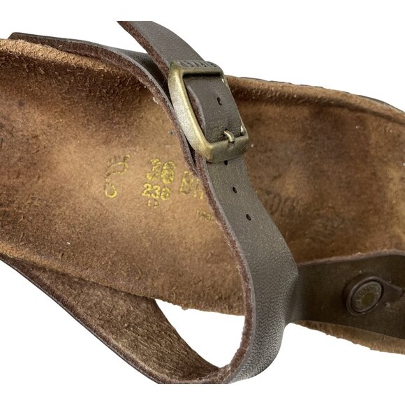 Birkenstock Womens Gizeh Footbed Sandals Brown Leather Shoe Ankle Strap Buckle 5 - Picture 7 of 11
